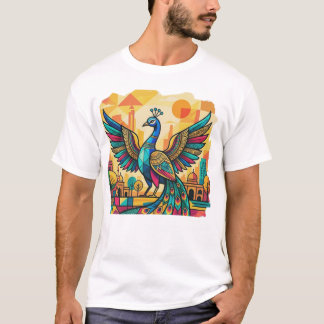 Kleurrijke Pauw Kunst | Indische Pauw Illustratie T-shirt