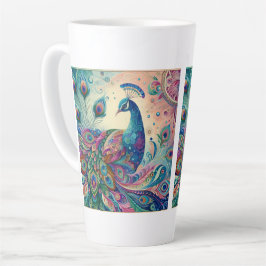 Kleurrijke Pauw Latte Mok 12 & 17 oz