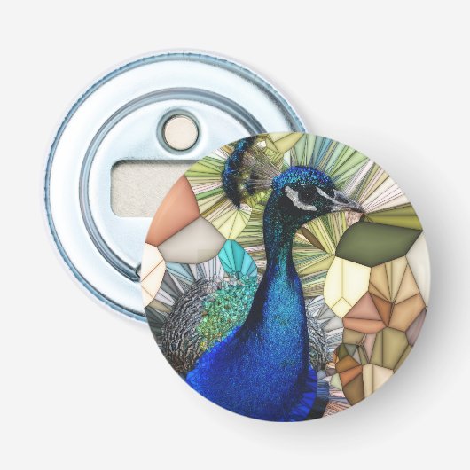 Kleurrijke pauw mozaïek fles opener (Voorkant)