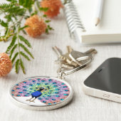 Kleurrijke Pauw Sleutelhanger (Zijkant)