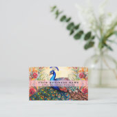 Kleurrijke Pauw Visitekaartjes (Staand voorkant)