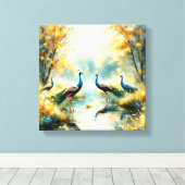 Kleurrijke Pauwen Canvas Kunst (Insitu (Houten vloer))