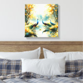 Kleurrijke Pauwen Canvas Kunst (Insitu (Slaapkamer))
