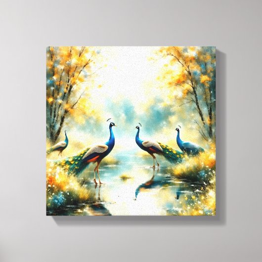 Kleurrijke Pauwen Canvas Kunst (Voorkant)