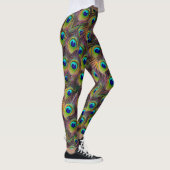 Kleurrijke pauwenveren blauw en groen leggings (Rechts)