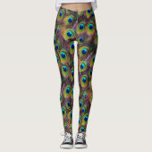 Kleurrijke pauwenveren blauw en groen leggings (Voorkant)