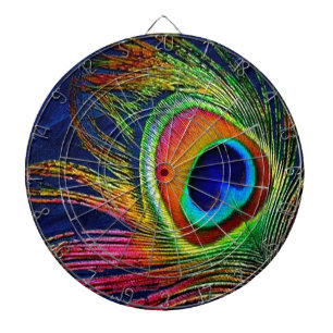 Kleurrijke Pauwveerprint Dartbord