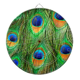 Kleurrijke Pauwveerprint Dartbord
