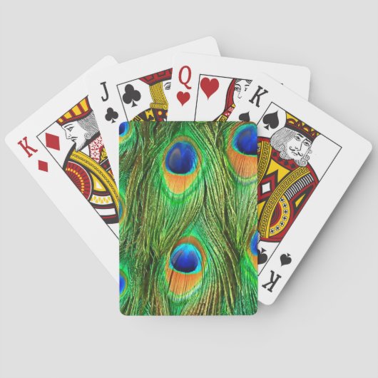 Kleurrijke Pauwveerprint Speelkaarten (Achterkant)