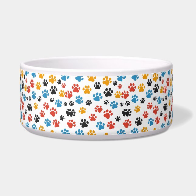 Kleurrijke Paw Dog Bowl Voerbakje (Voorkant)