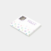Kleurrijke Paw Drukt Paarse Foto Lijst Post-it® Notes (Schuin)