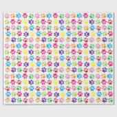 Kleurrijke Paw Print Gerolde Gift Wrap Cadeaupapier (Vlak)