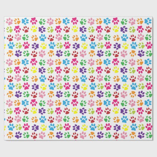 Kleurrijke Paw Print Gerolde Gift Wrap Cadeaupapier (Vlak)