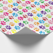 Kleurrijke Paw Print Gerolde Gift Wrap Cadeaupapier (Hoek)