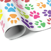 Kleurrijke Paw Print Gerolde Gift Wrap Cadeaupapier (Rol Hoek)