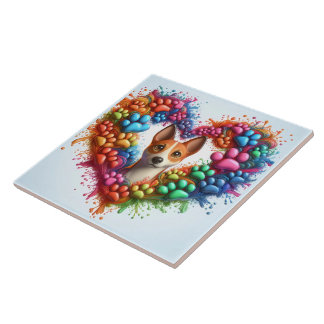 Kleurrijke Paw Print Heart Design met een speelse Tegeltje