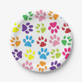 Kleurrijke Paw Print Paper Borden Papieren Bordje