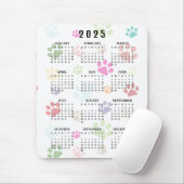 Kleurrijke Paw Prints 2025 Kalender Mousepad Muismat (Met muis)