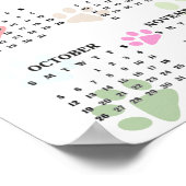 Kleurrijke Paw Prints 2025 Muurkalender (Hoek)