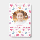 Kleurrijke Paw Prints Aangepaste Foto Veiligheid K Badge (Front)