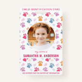 Kleurrijke Paw Prints Aangepaste Foto Veiligheid K Badge (Voorkant)