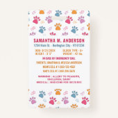 Kleurrijke Paw Prints Aangepaste Foto Veiligheid K Badge (Achterkant)