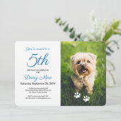 Kleurrijke Paw Prints Blauw Huisdier Verjaardag Fo Kaart (Staand voorkant)