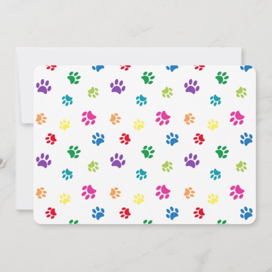 Kleurrijke Paw Prints Blauw Huisdier Verjaardag Fo Kaart (Achterkant)