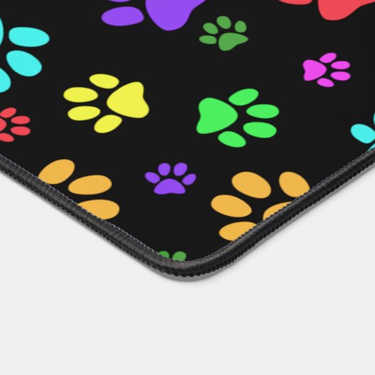 Kleurrijke Paw Prints Design Desk Mat (Hoek)