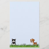 Kleurrijke Paw Prints met Hond en Kat Stationery Briefpapier (Achterkant)