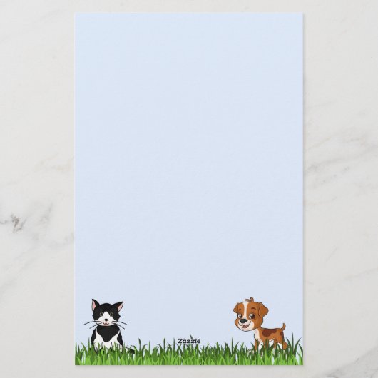 Kleurrijke Paw Prints met Hond en Kat Stationery Briefpapier (Achterkant)