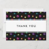 Kleurrijke Paw Prints Pet Business Dank u Kaart (Voorkant)