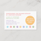 Kleurrijke Paws Patroon met aangepaste foto Dog Wa Visitekaartje (Achterkant)