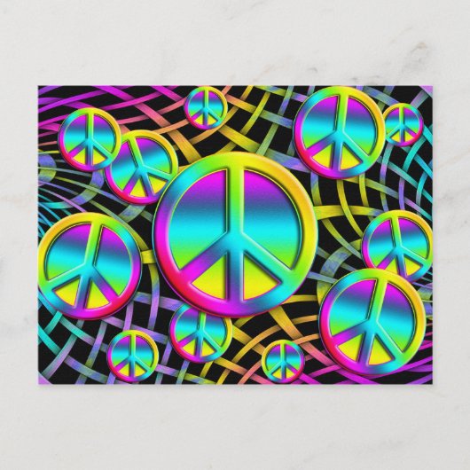 kleurrijke PEACE Briefkaart (Voorkant)