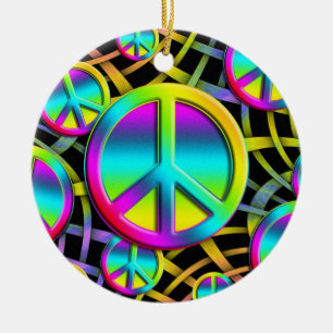 kleurrijke PEACE Keramisch Ornament