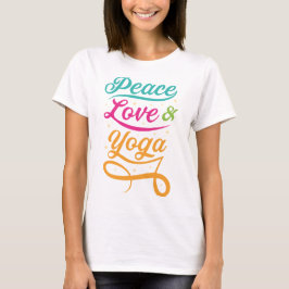 Kleurrijke Peace Love Yoga T-shirt