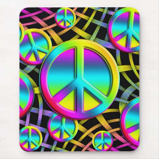 kleurrijke PEACE Muismat (Voorkant)