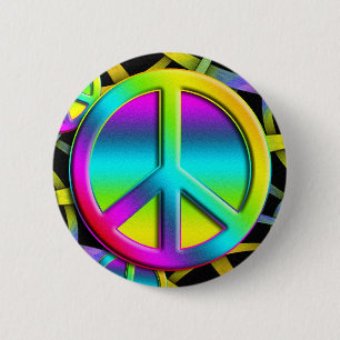 kleurrijke PEACE Ronde Button 5,7 Cm