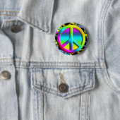 kleurrijke PEACE Ronde Button 5,7 Cm (In situ)