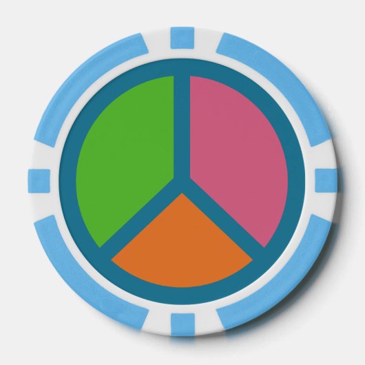 Kleurrijke Peace Sign poker chips (Voorkant)
