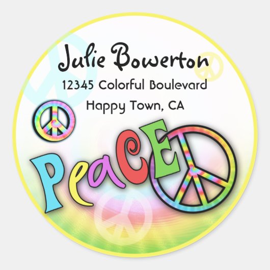 Kleurrijke Peace Tie Dye Address Label (Voorkant)