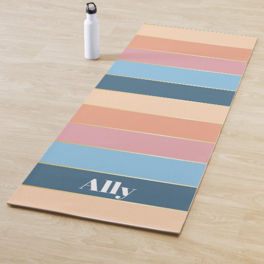 Kleurrijke Peach Blauw Gepersonaliseerde Kleurstre Yogamat (In situ)