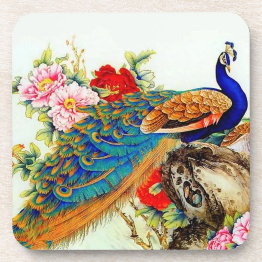 kleurrijke peacock bier onderzetter (Voorkant)