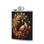 Kleurrijke Peacock Dance in Wit Heupfles (Links)