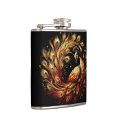 Kleurrijke Peacock Dance in Wit Heupfles (Rechts)