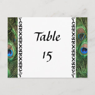 Kleurrijke Peacock Eyes Trouwtafel Nummers Briefkaart