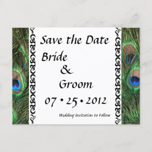 Kleurrijke Peacock Eyes Wedding Save the Date Aankondigingskaart