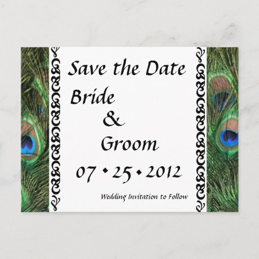 Kleurrijke Peacock Eyes Wedding Save the Date Aankondigingskaart (Voorkant)