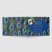 Kleurrijke Peacock Feathers Gold Font Wedding Gastenboek (Volledig)
