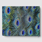 Kleurrijke Peacock Feathers Gold Font Wedding Gastenboek (Achterkant)